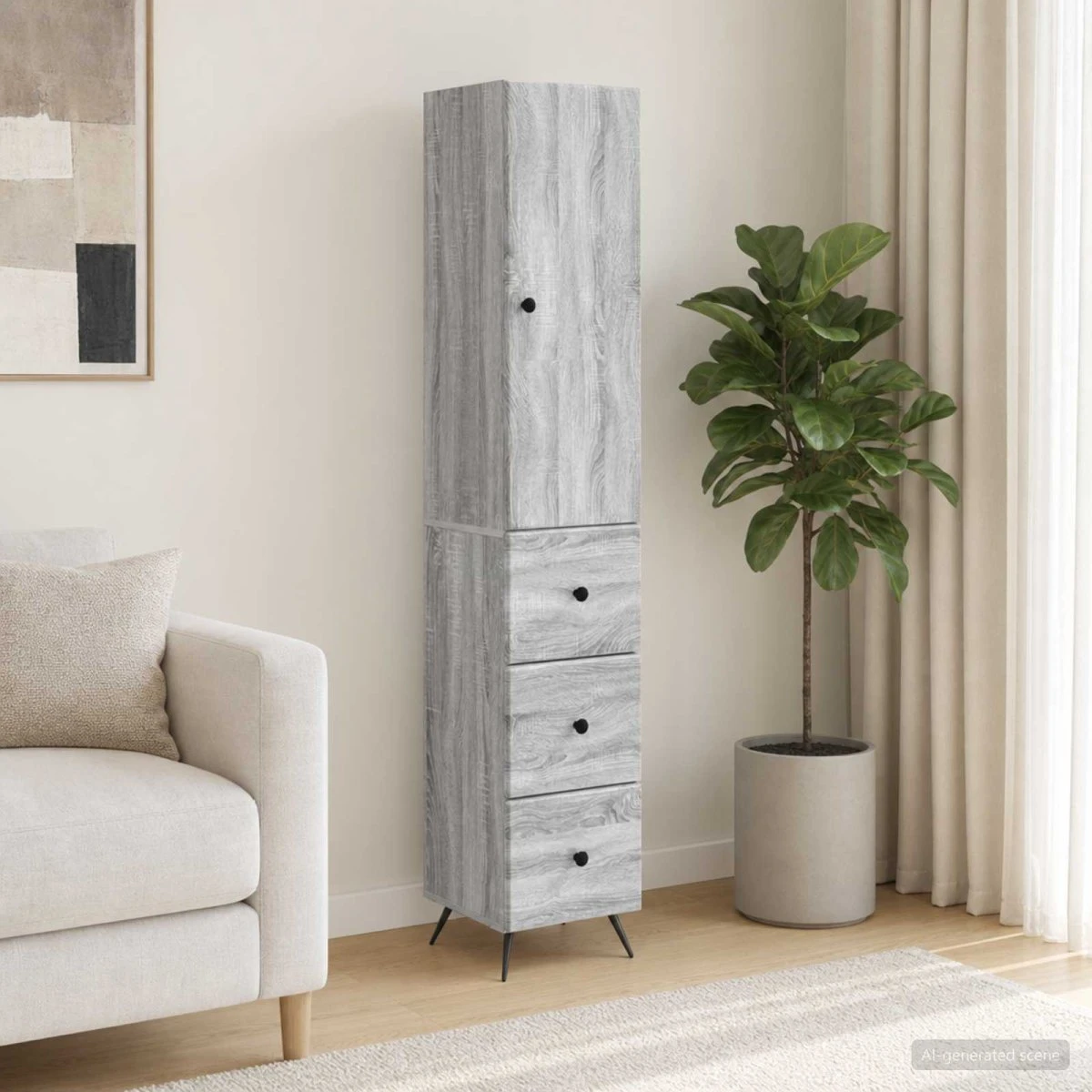 vidaXL Skab Sæt 2 stk. 34,5x34,5x90 cm Grå Sonoma