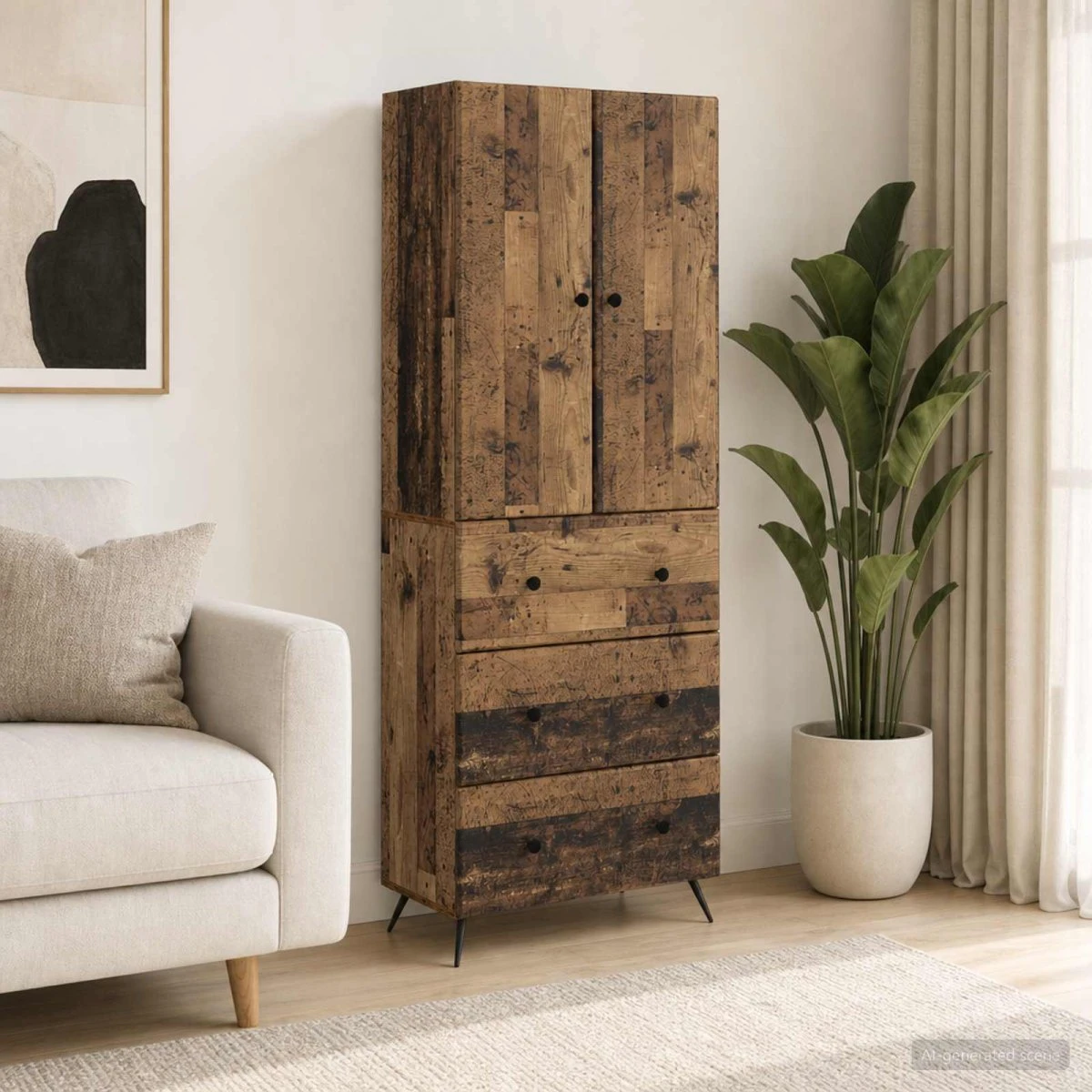 vidaXL Skab Sæt 2 stk. 66 x 34,5 x 90 cm - Gammelt træ