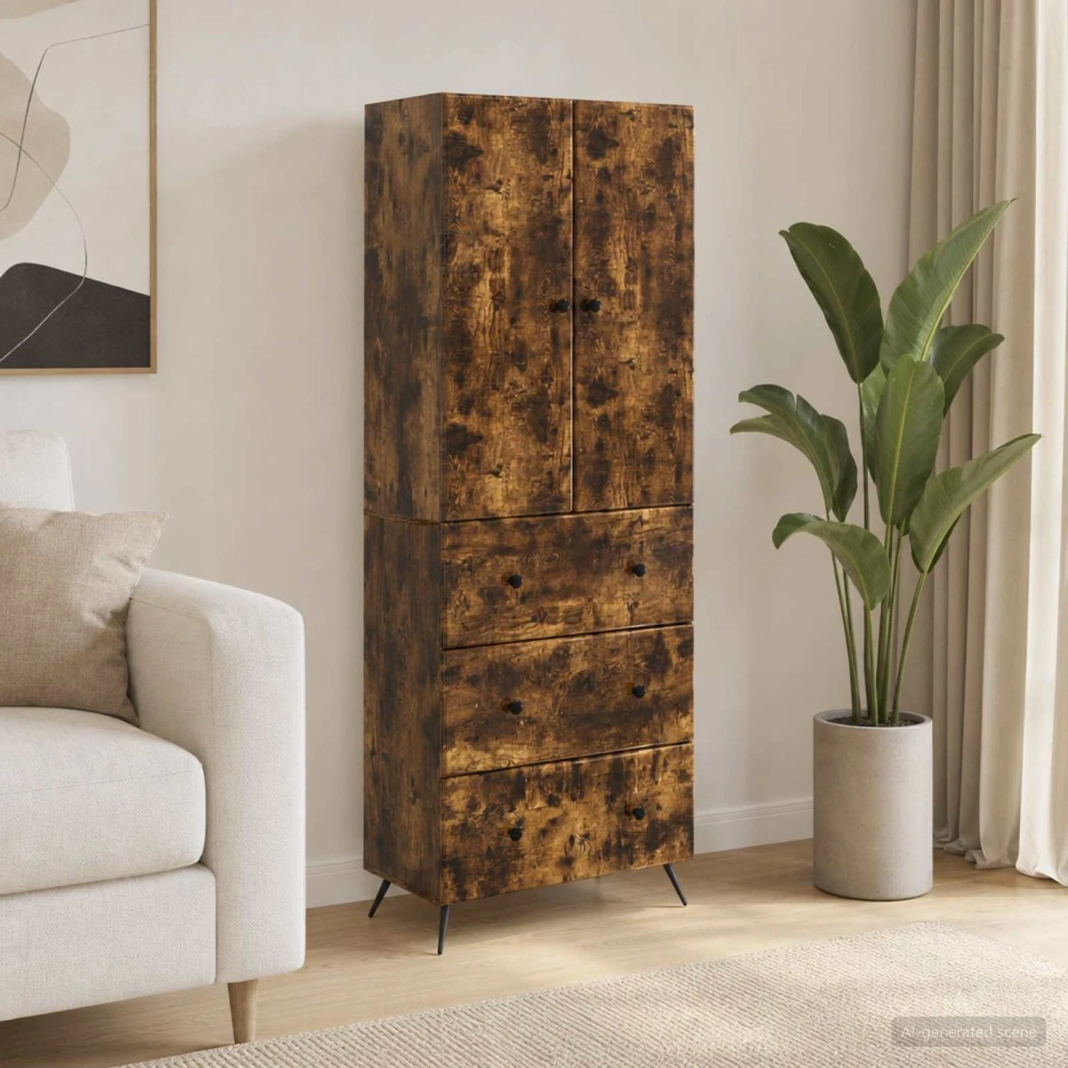vidaXL Skab Sæt 2 stk. Røget eg 66 x 34,5 x 90 cm