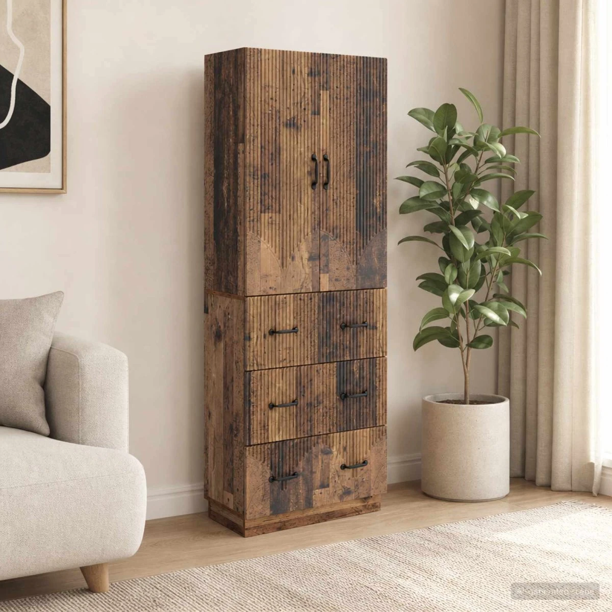 vidaXL Skabssæt 2 stk. 66x34,5x87 cm i Gammelt Træ