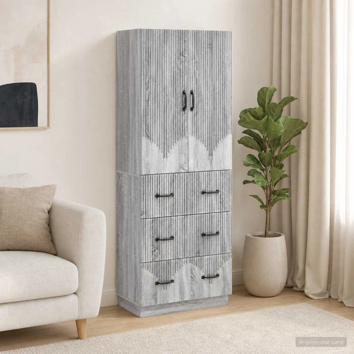 vidaXL Skab Sæt 2 stk. 66 x 34,5 x 87 cm - Grå Sonoma