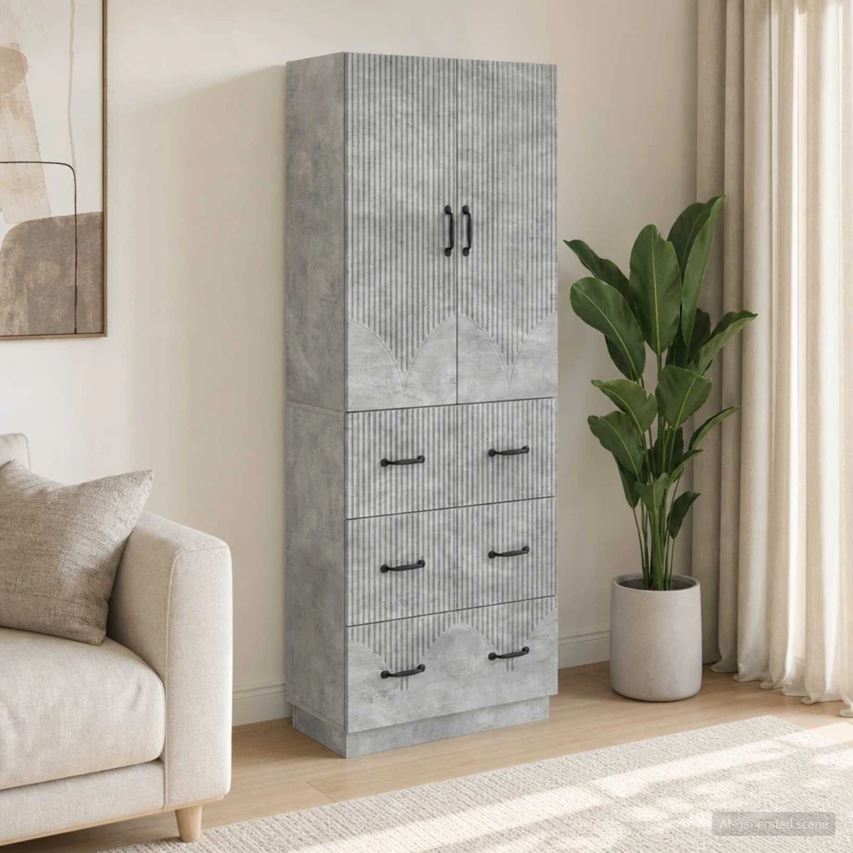 vidaXL Skab Sæt 2 stk. 66 x 34,5 x 87 cm - Betongrå
