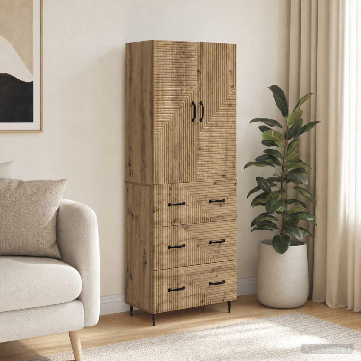 vidaXL Skab Sæt 2 stk. 66 x 34,5 x 90 cm Artisan-eg