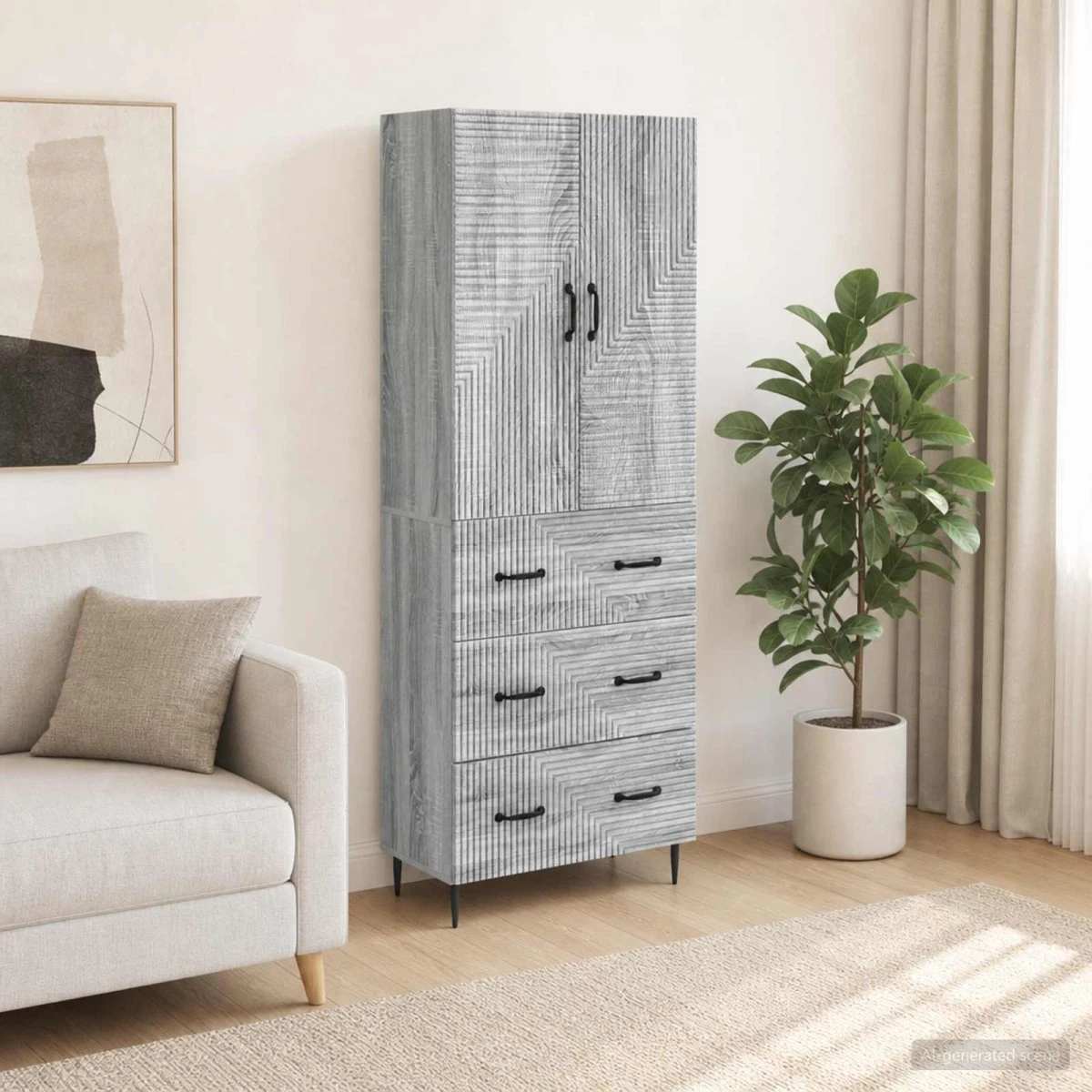 vidaXL Skab Sæt 2 stk. 66 x 34,5 x 90 cm - Grå Sonoma