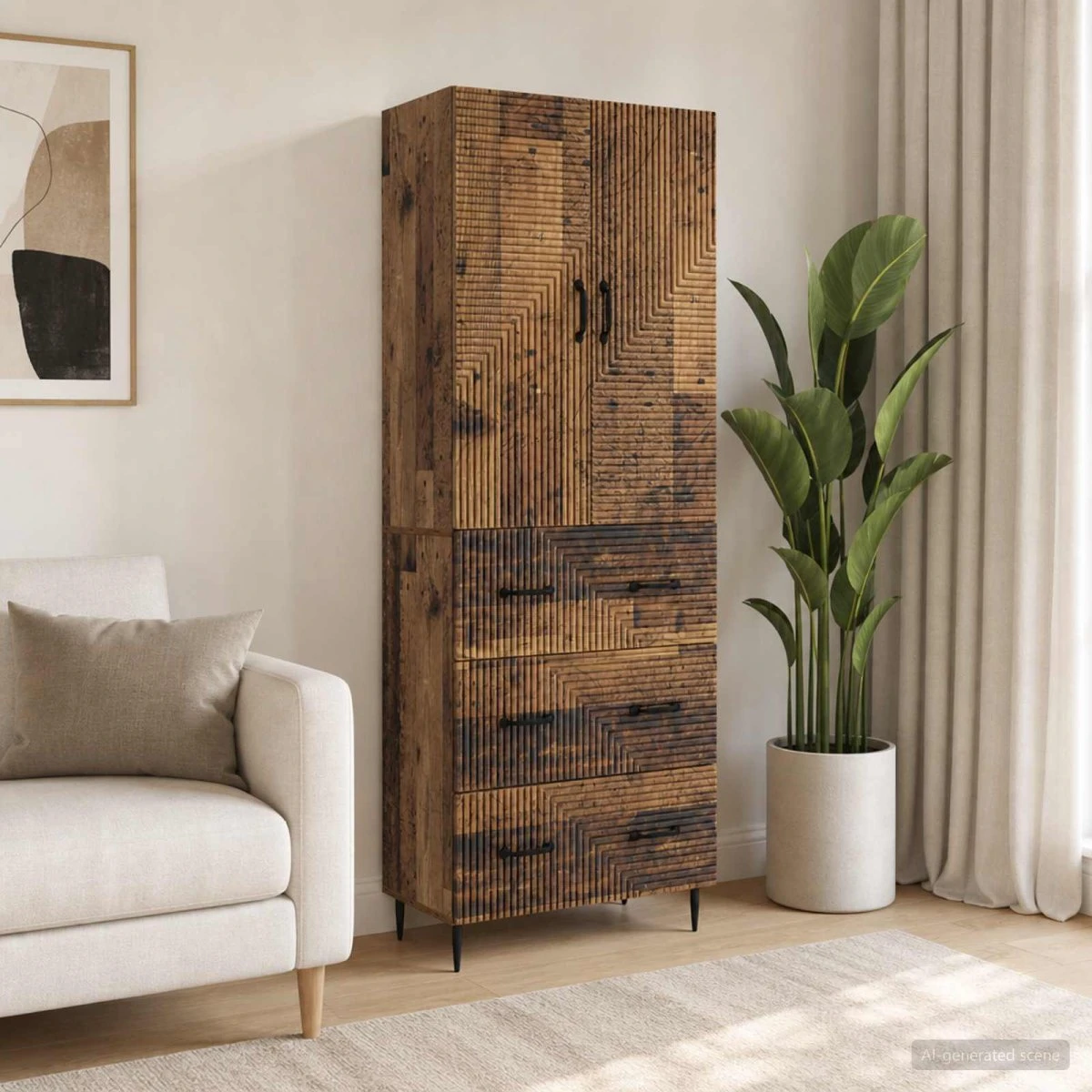 vidaXL Skab Sæt 2 stk. 66x34,5x90 cm - Gammelt træ
