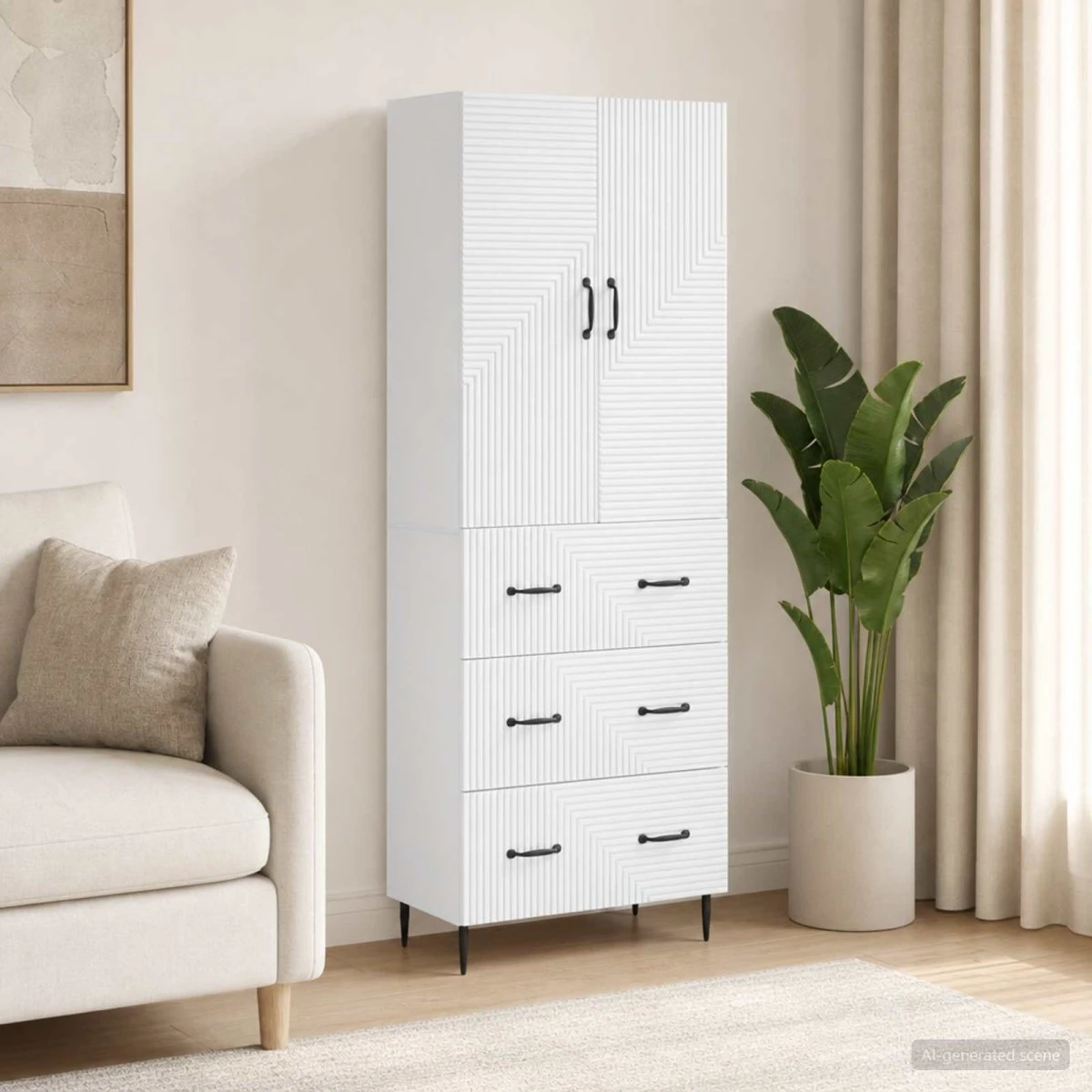 vidaXL Skab Sæt 2 stk. 66x34,5x90 cm - Hvid Højglans