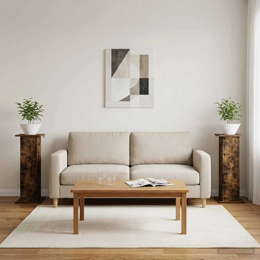 vidaXL Planteholder 2 stk. Røget eg 30,5 x 30 x 80,5 cm