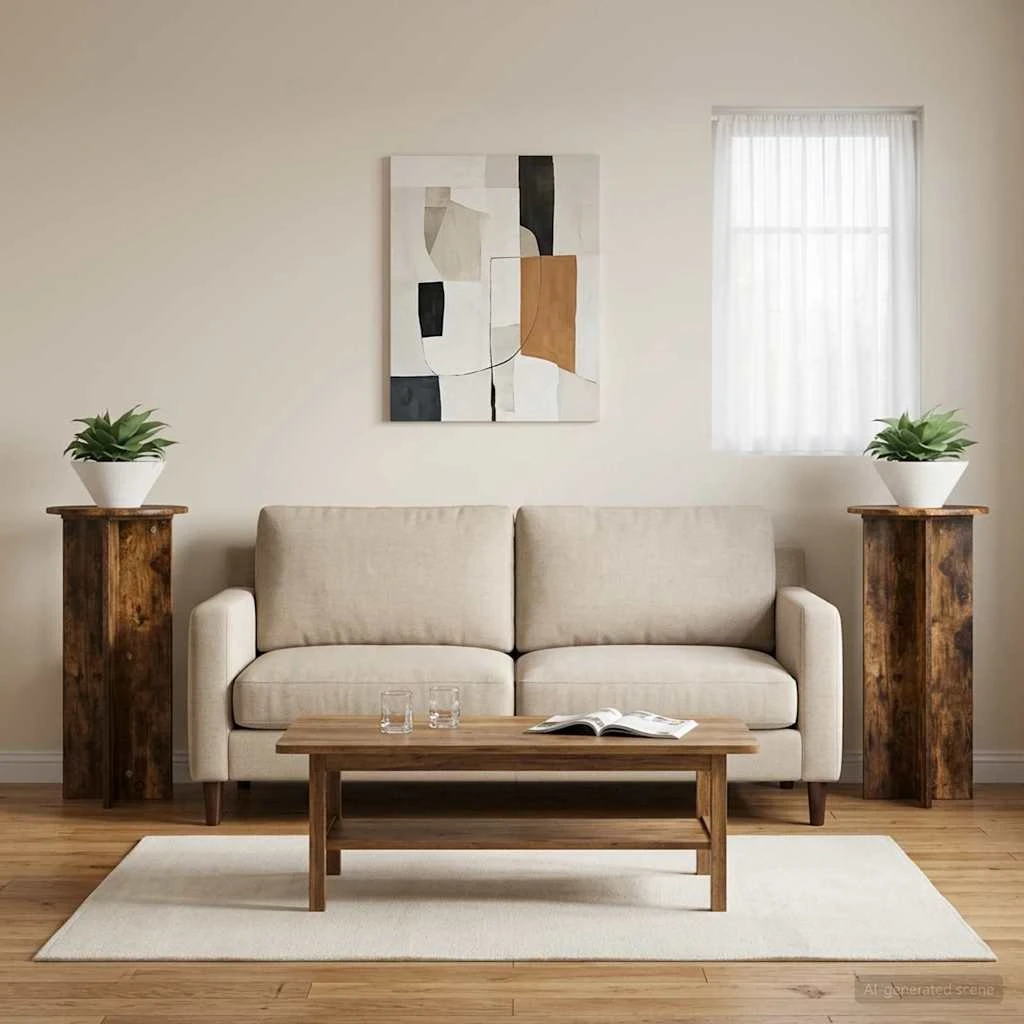 vidaXL Planteholder 2 stk. Røget eg 40 x 40 x 80 cm