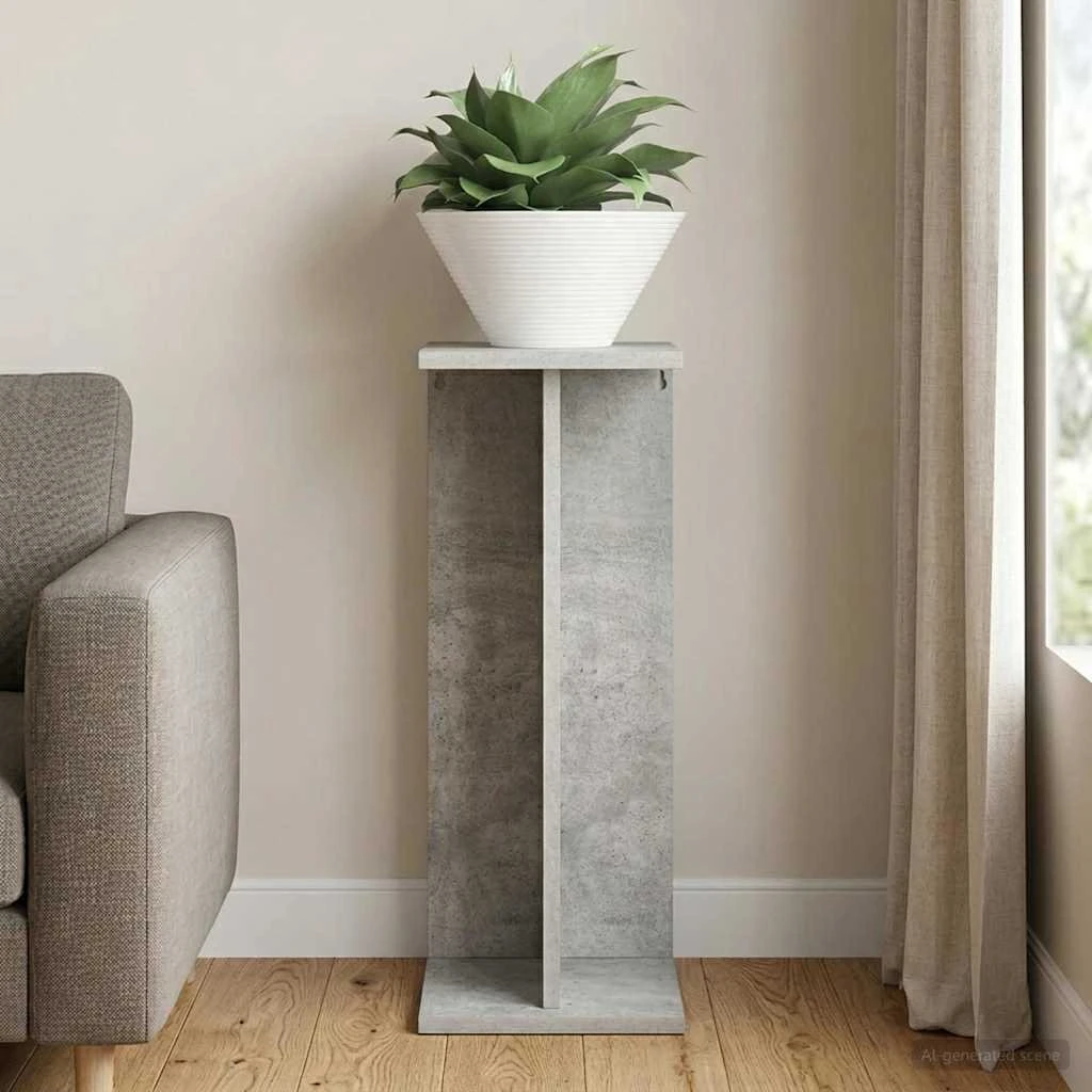 vidaXL Planteholder Betongrå 25 x 25,5 x 60,5 cm i Konstrueret Træ