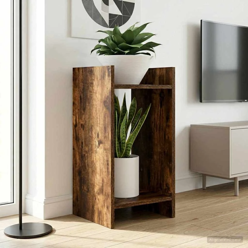 vidaXL Planteholder 2 stk. Røget eg 30x30x60 cm