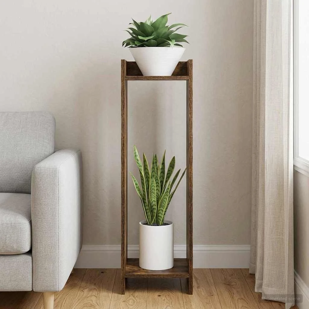 vidaXL Planteholder i røget eg, 30 x 30 x 100 cm