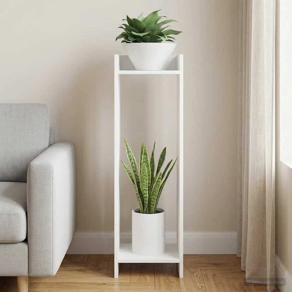 vidaXL Planteholder Hvid 30 x 30 x 100 cm i konstrueret træ