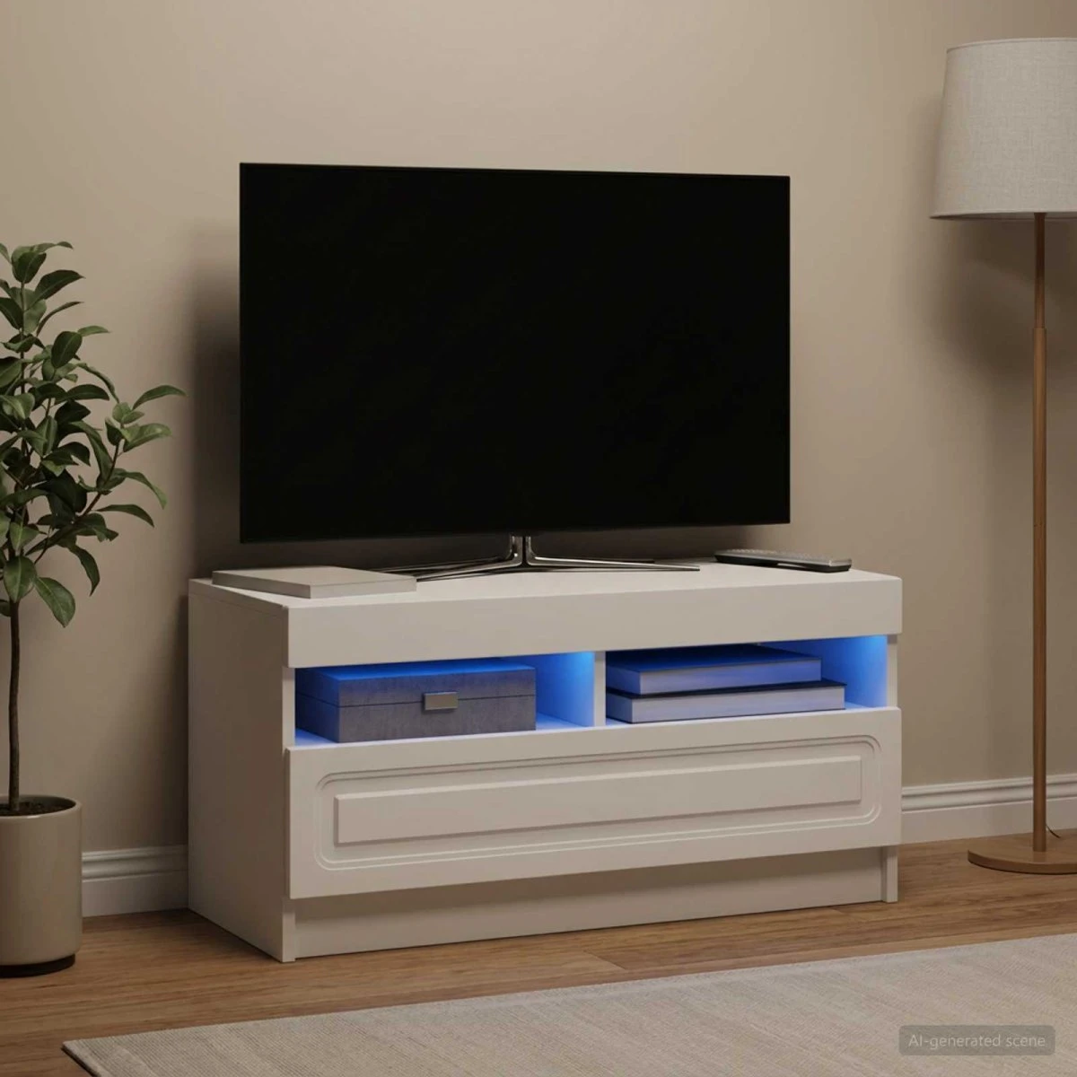vidaXL LED TV-skab i hvidt konstrueret træ