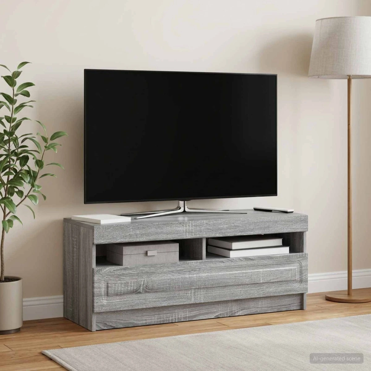 vidaXL LED TV-skab i Grå Sonoma - Konstrueret træ