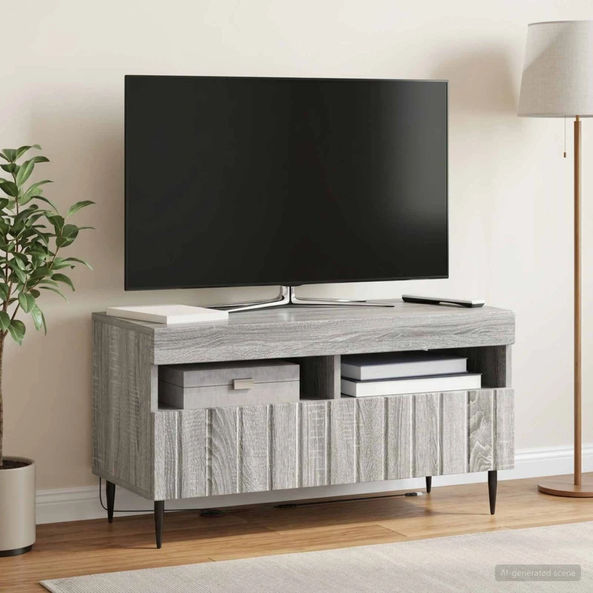 vidaXL LED TV-skab ZWOLLE Grå Sonoma 81 x 35 x 43 cm