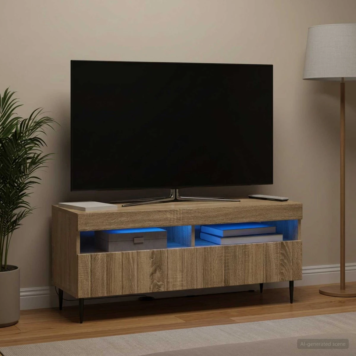 vidaXL ZWOLLE LED TV-skab 100x35x43 cm - Sonoma-eg
