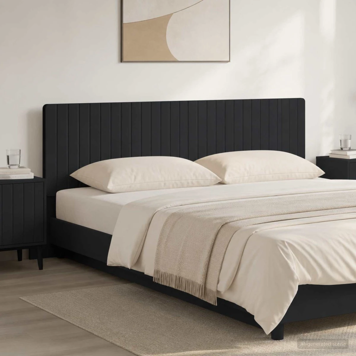 vidaXL ZWOLLE Væghængt hovedgærde - Sort, 180 x 50 cm