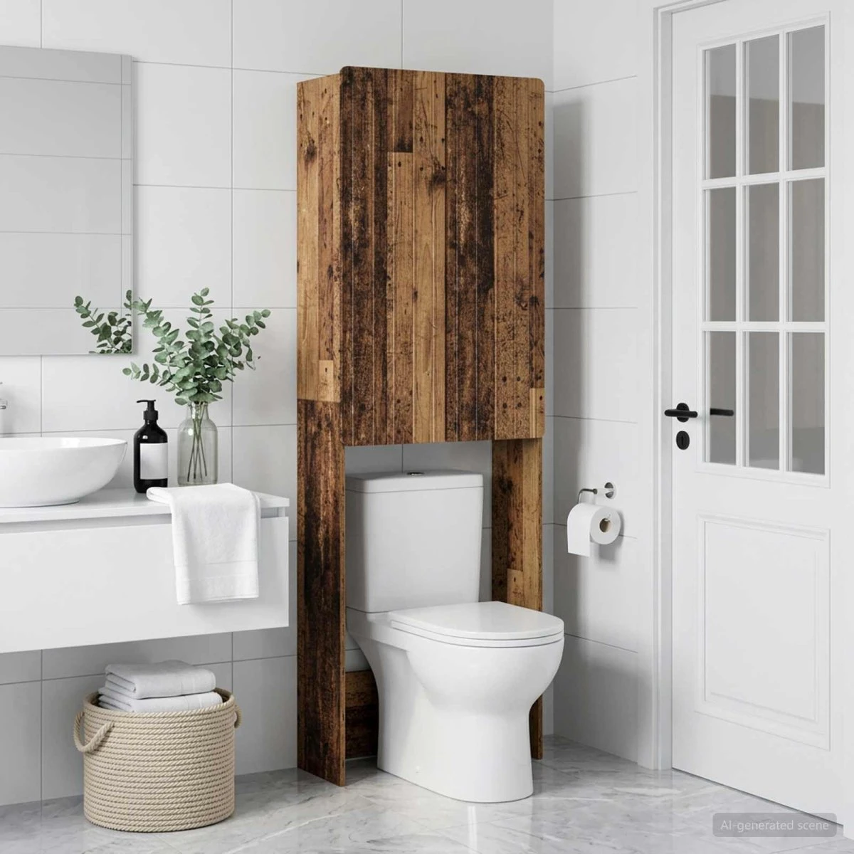 vidaXL Toiletskab ZWOLLE Gammelt træ, 66 x 25,5 x 190 cm
