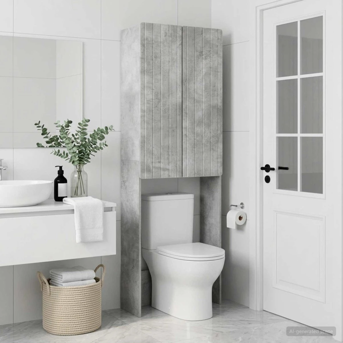 vidaXL Toiletskab Zwolle Betongrå 66 x 25,5 x 190 cm