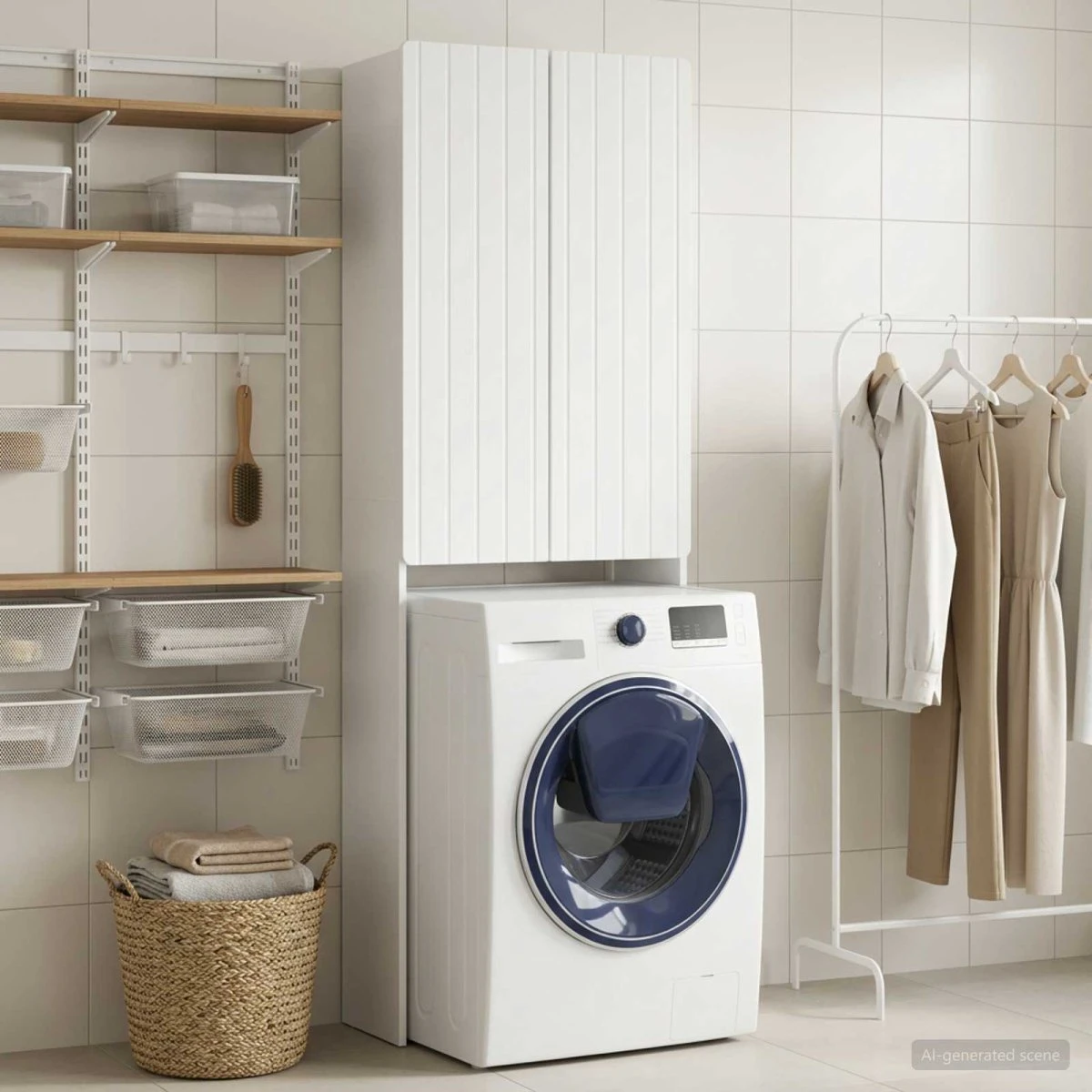 vidaXL Toilet Skab ZWOLLE Hvid Højglans 66 x 25,5 x 190 cm