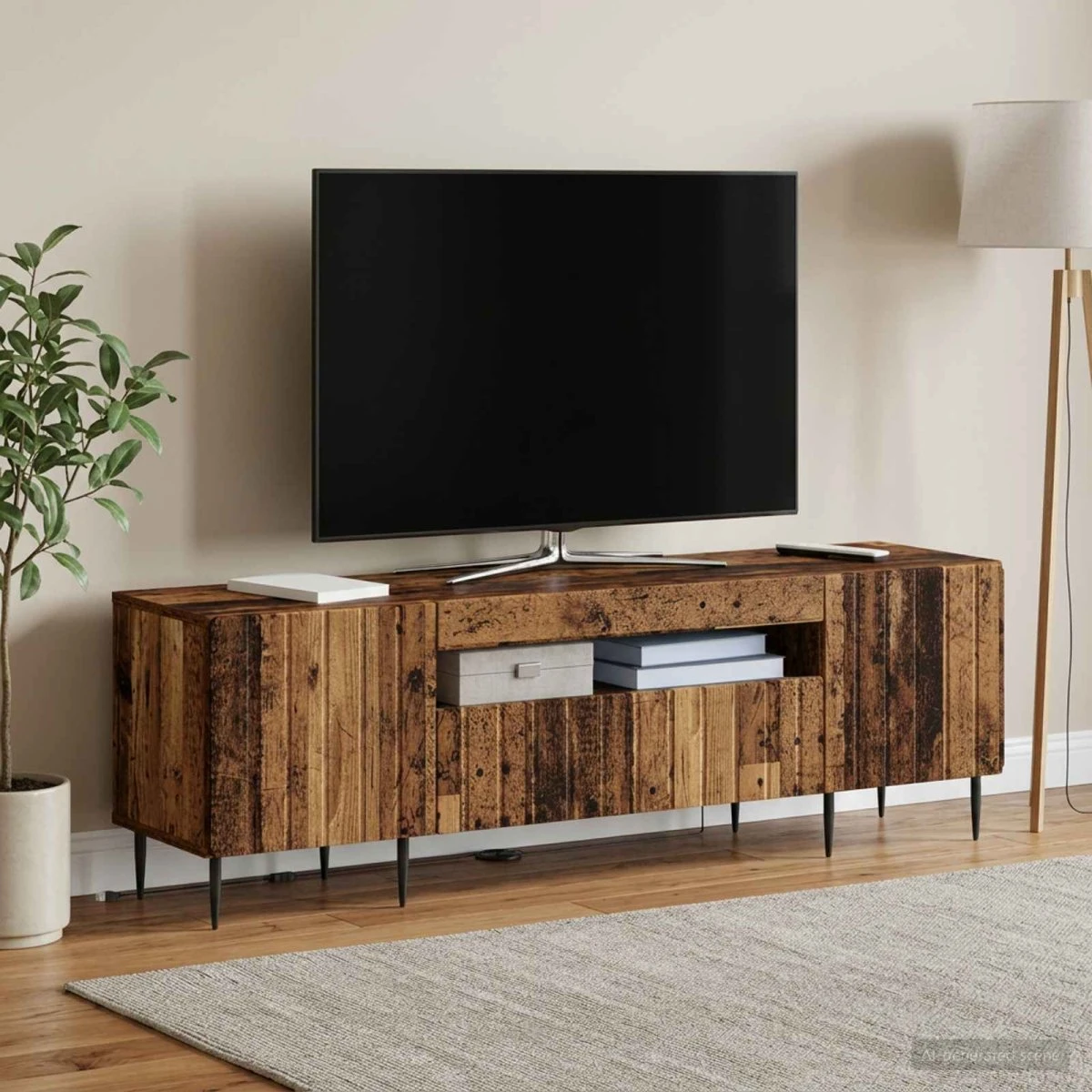 vidaXL ZWOLLE LED TV-skab i gammelt træ - 153 x 35 x 43 cm