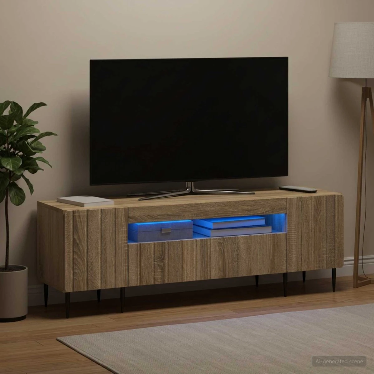 vidaXL ZWOLLE LED TV-skab i Sonoma-eg, 153 x 35 x 43 cm