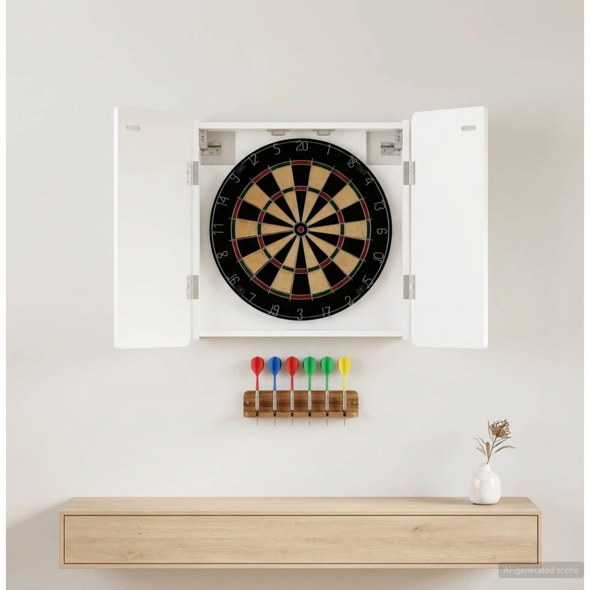 vidaXL Dartboard Skab ZWOLLE Hvid 52,5 x 57,5 cm