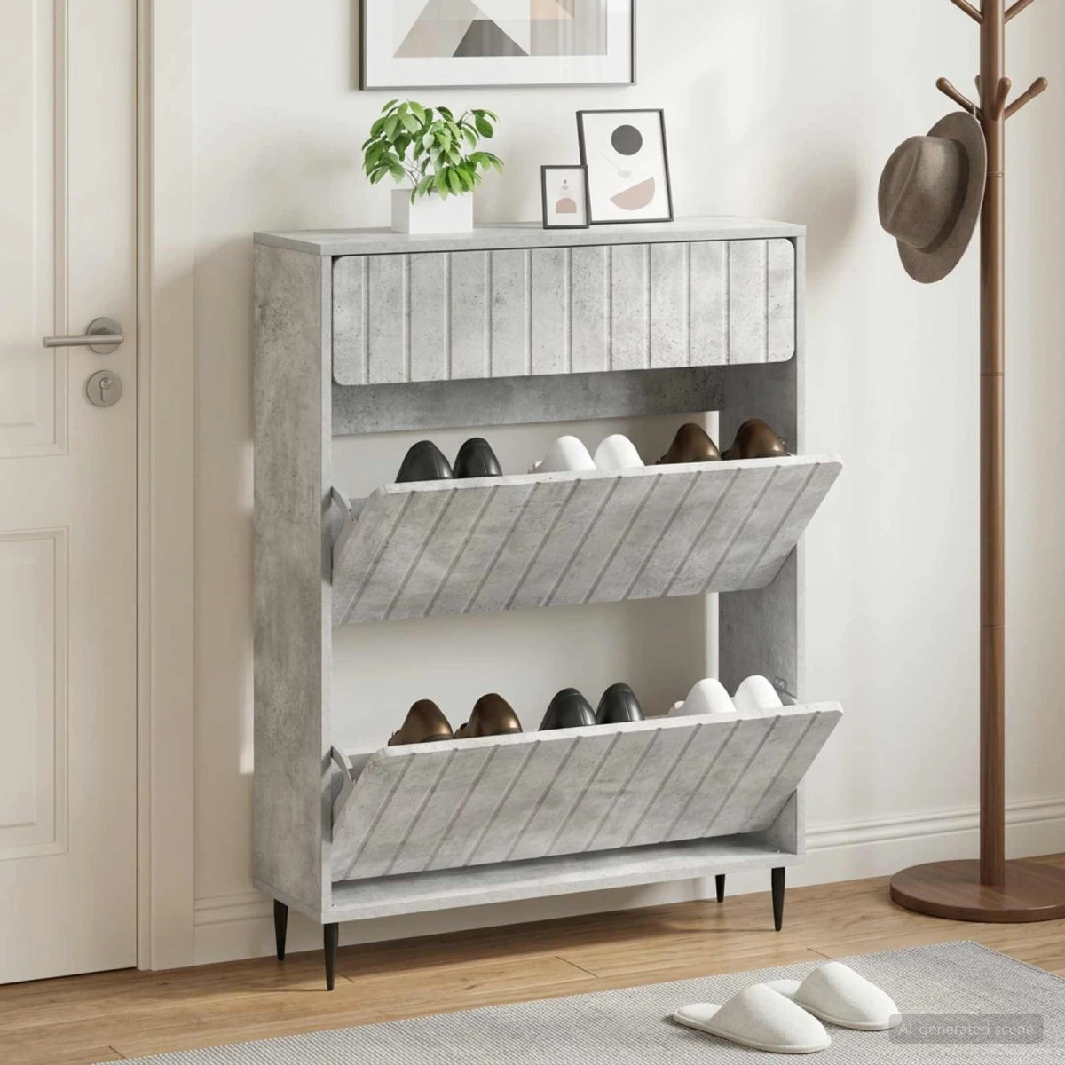 vidaXL Skoskab ZWOLLE Betongrå 78 x 24 x 103 cm