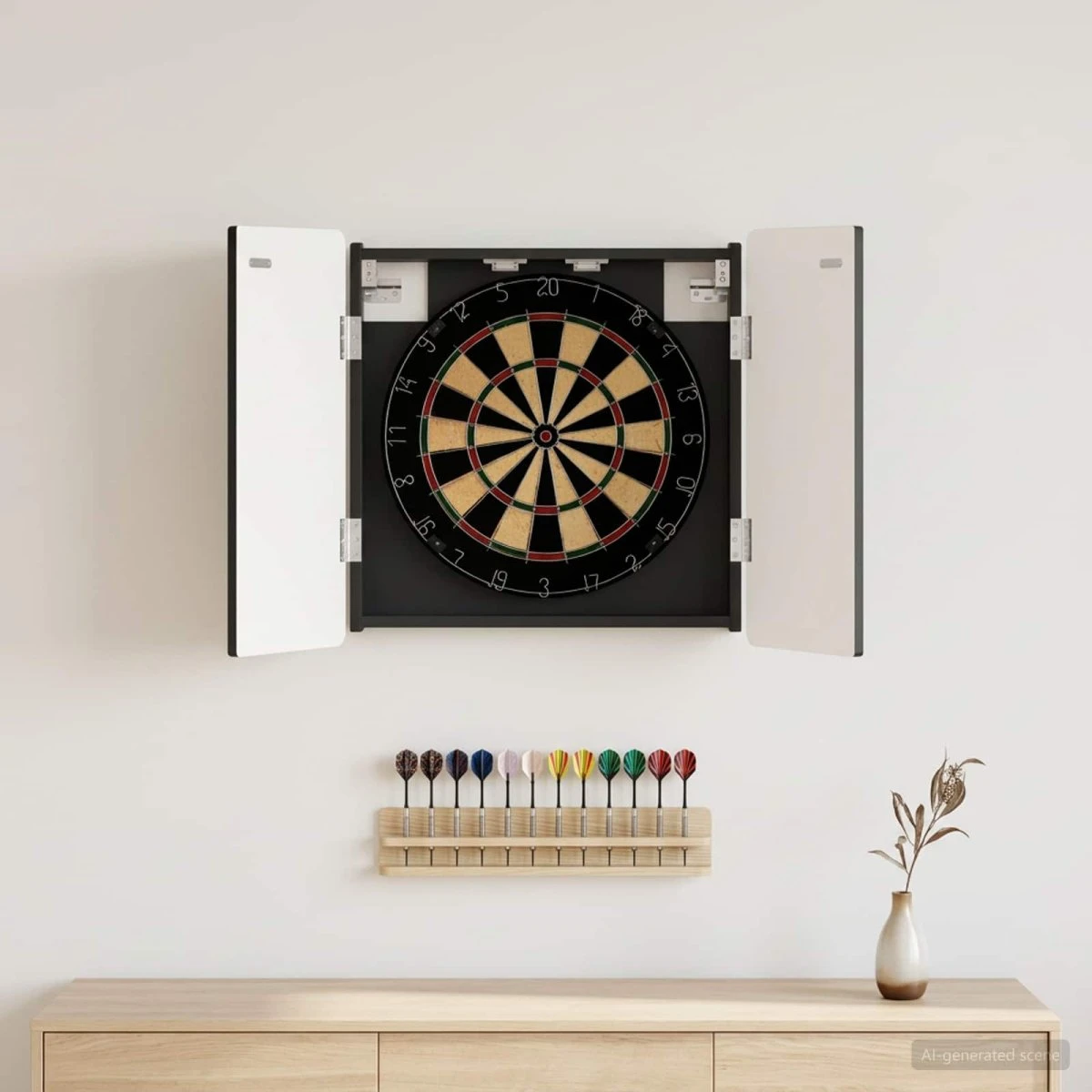 vidaXL Dartboard Skab ZWOLLE Sort 52,5 x 10,5 x 57,5 cm