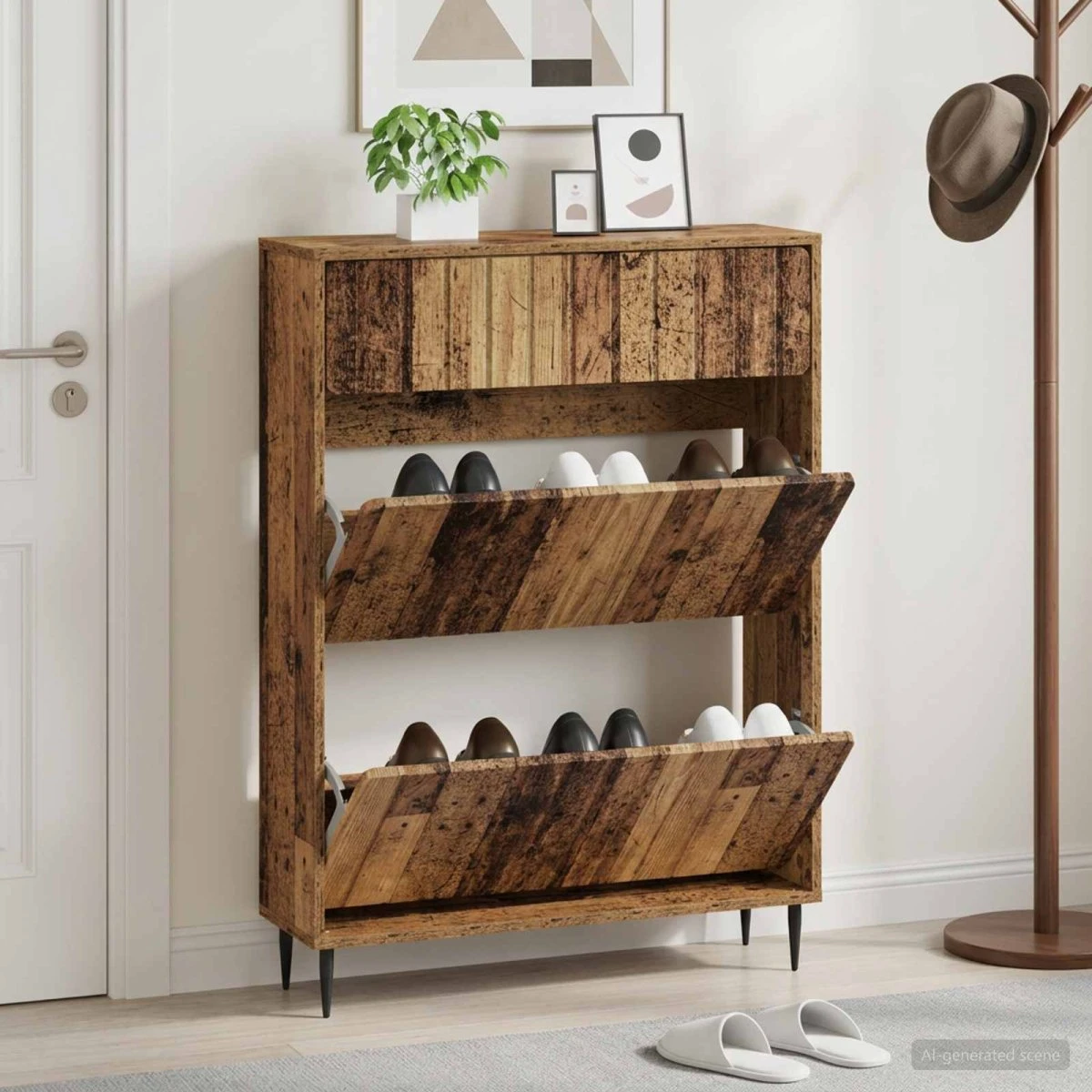 vidaXL Skoskab ZWOLLE Gammelt træ 78 x 24 x 103 cm