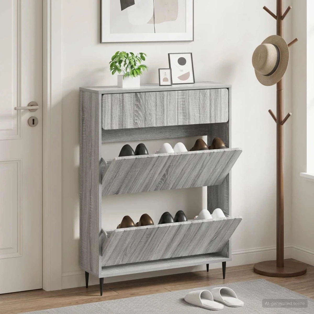 vidaXL Skoskab ZWOLLE Grå Sonoma 78 x 24 x 103 cm