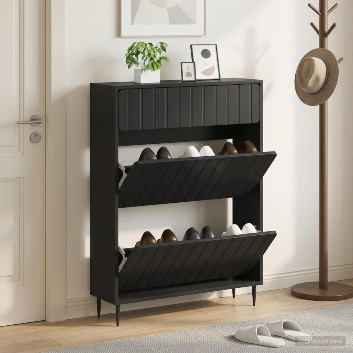 vidaXL Skoskab ZWOLLE Sort 78 x 24 x 103 cm