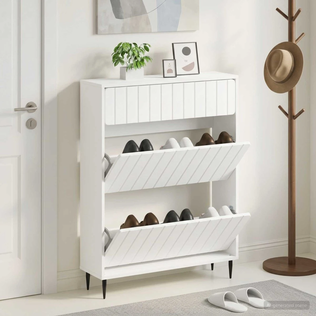 vidaXL ZWOLLE Skoskab - Hvid - 78 x 24 x 103 cm