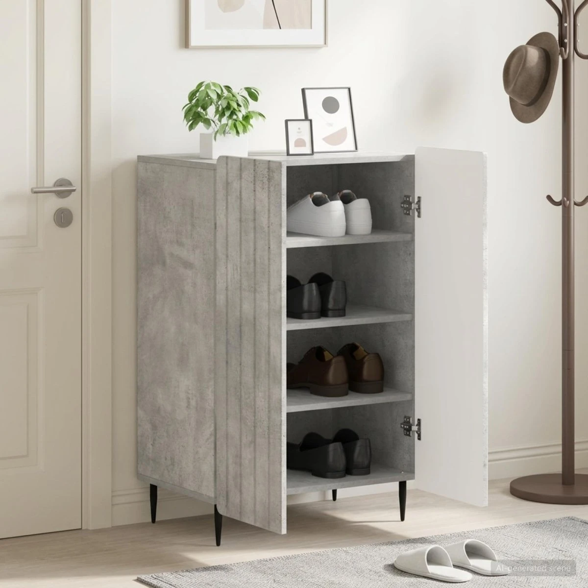 vidaXL Skoskab ZWOLLE Betongrå 59,5 x 39,5 x 91,5 cm