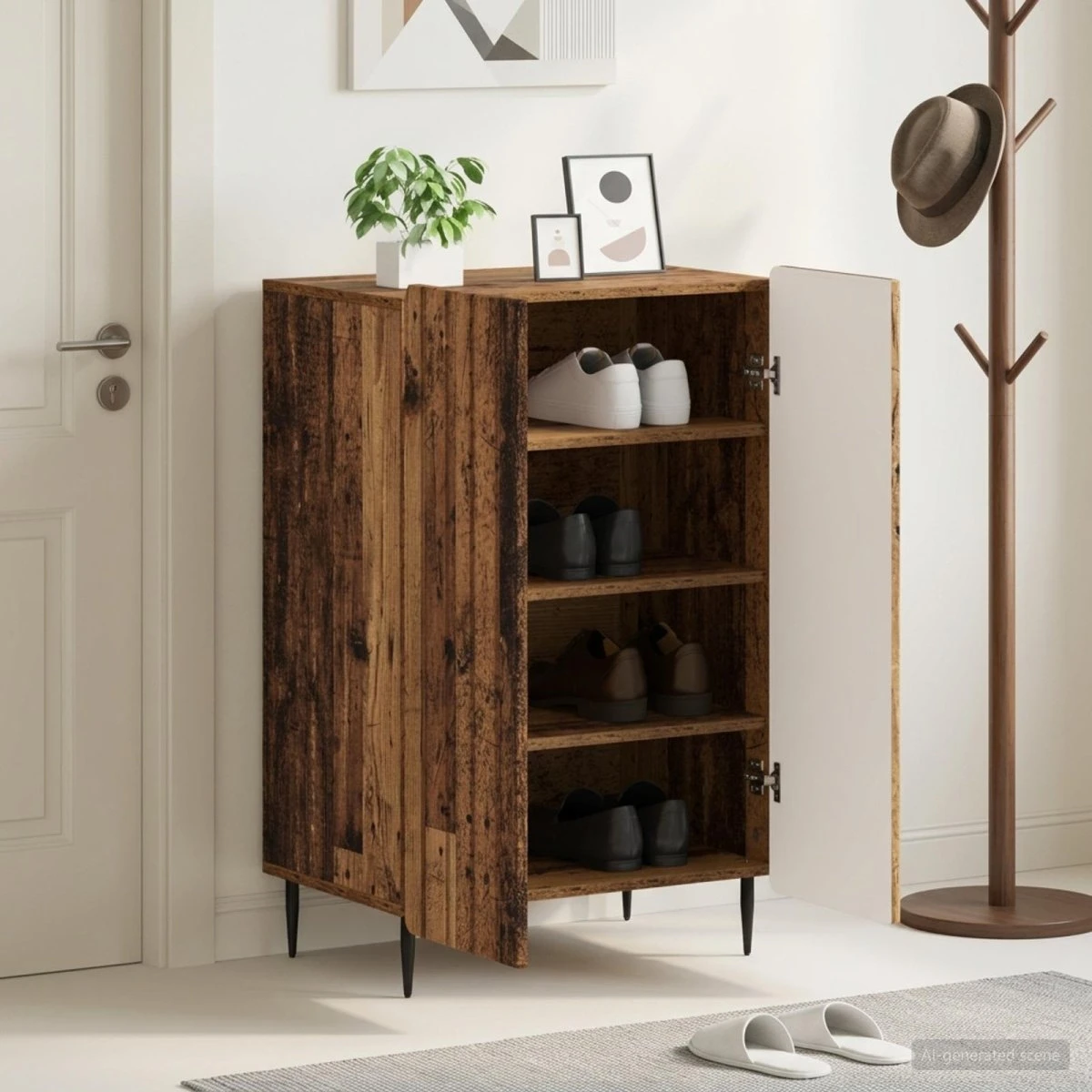 vidaXL Skoskab ZWOLLE Gammelt træ 59,5 x 39,5 x 91,5 cm