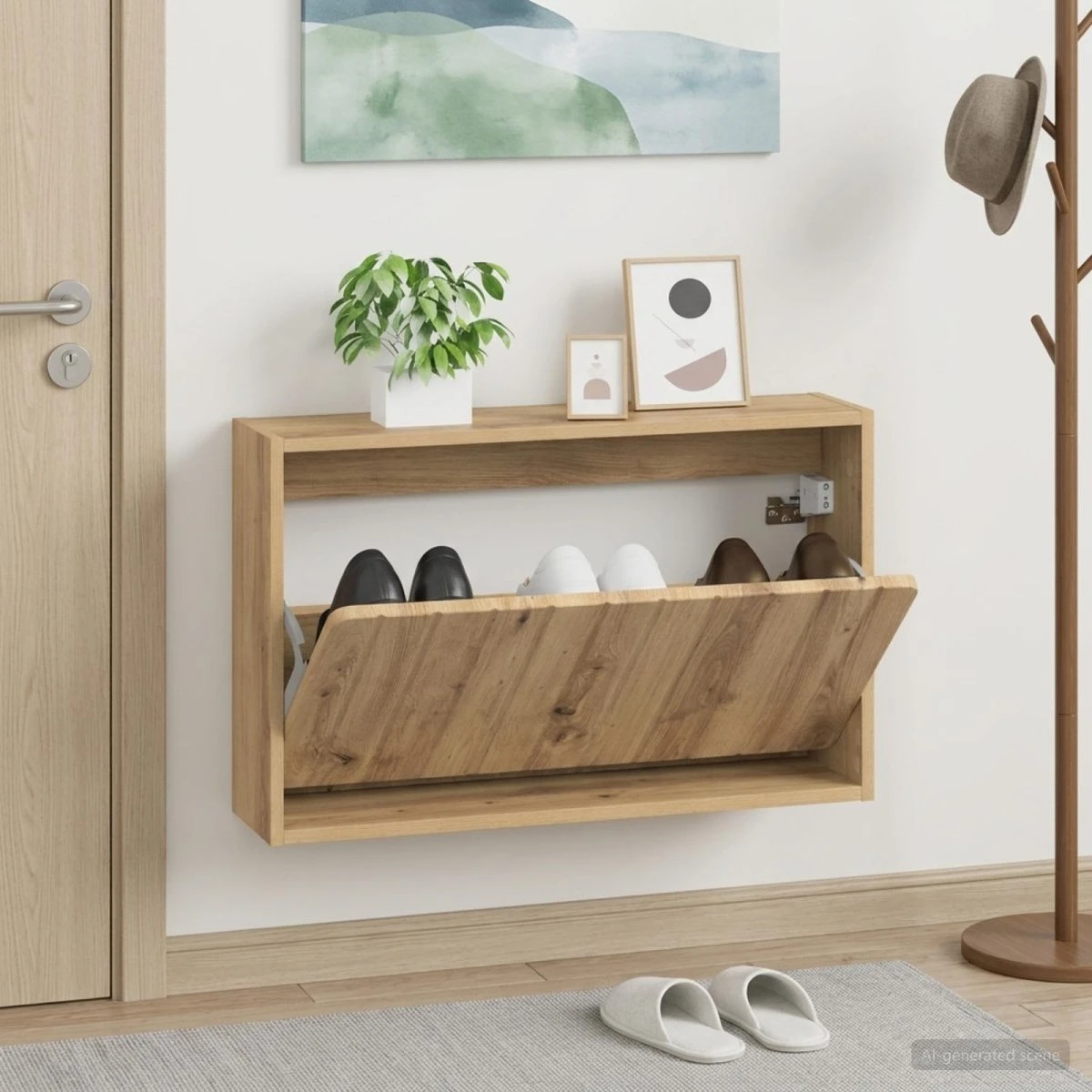 vidaXL Vægmonteret Skoskab ZWOLLE 71 x 17 x 43 cm Artisan-eg