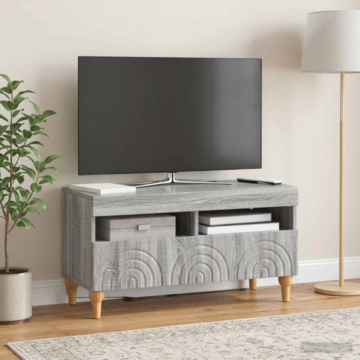 vidaXL LED TV-skab ALKMAAR 81x35x43 cm Grå Sonoma