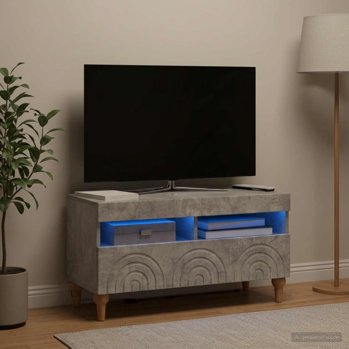 vidaXL LED TV-skab ALKMAAR Betongrå 81x35x43 cm