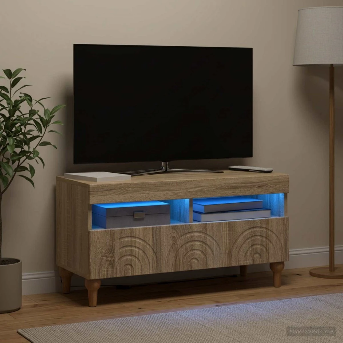 vidaXL ALKMAAR LED TV-skab i Sonoma-eg, 81 x 35 x 43 cm
