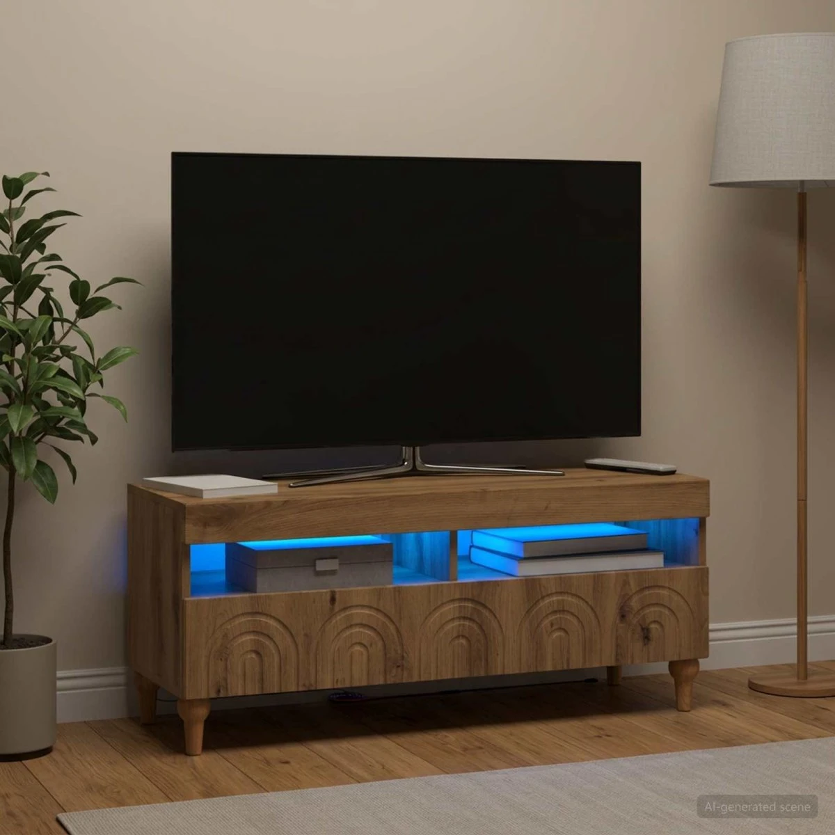 vidaXL LED TV-skab ALKMAAR 100x35x43 cm Artisan-eg