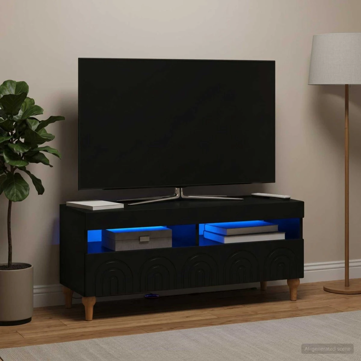 vidaXL ALKMAAR LED TV-skab - Sort, 100 x 35 x 43 cm