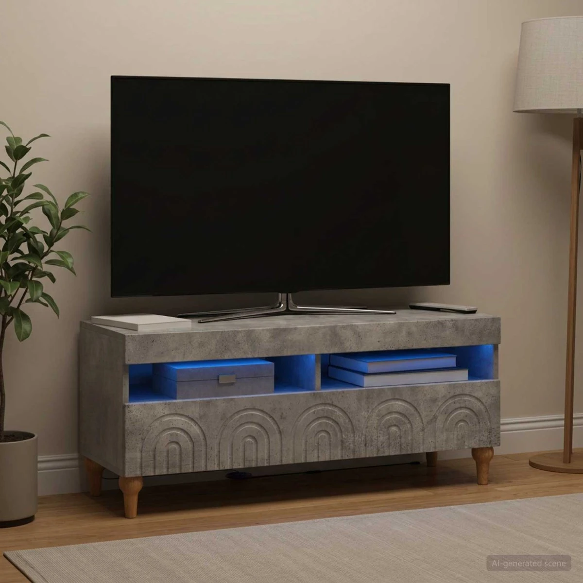 vidaXL LED TV-skab ALKMAAR 100x35x43 cm - Betongrå