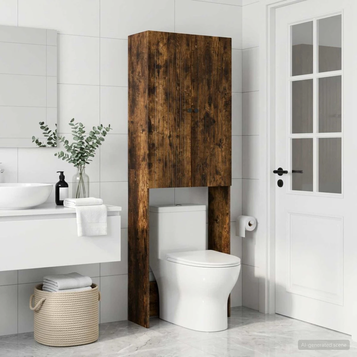 vidaXL ALKMAAR Toiletskab i Røget Eg - 66 x 25,5 x 190 cm