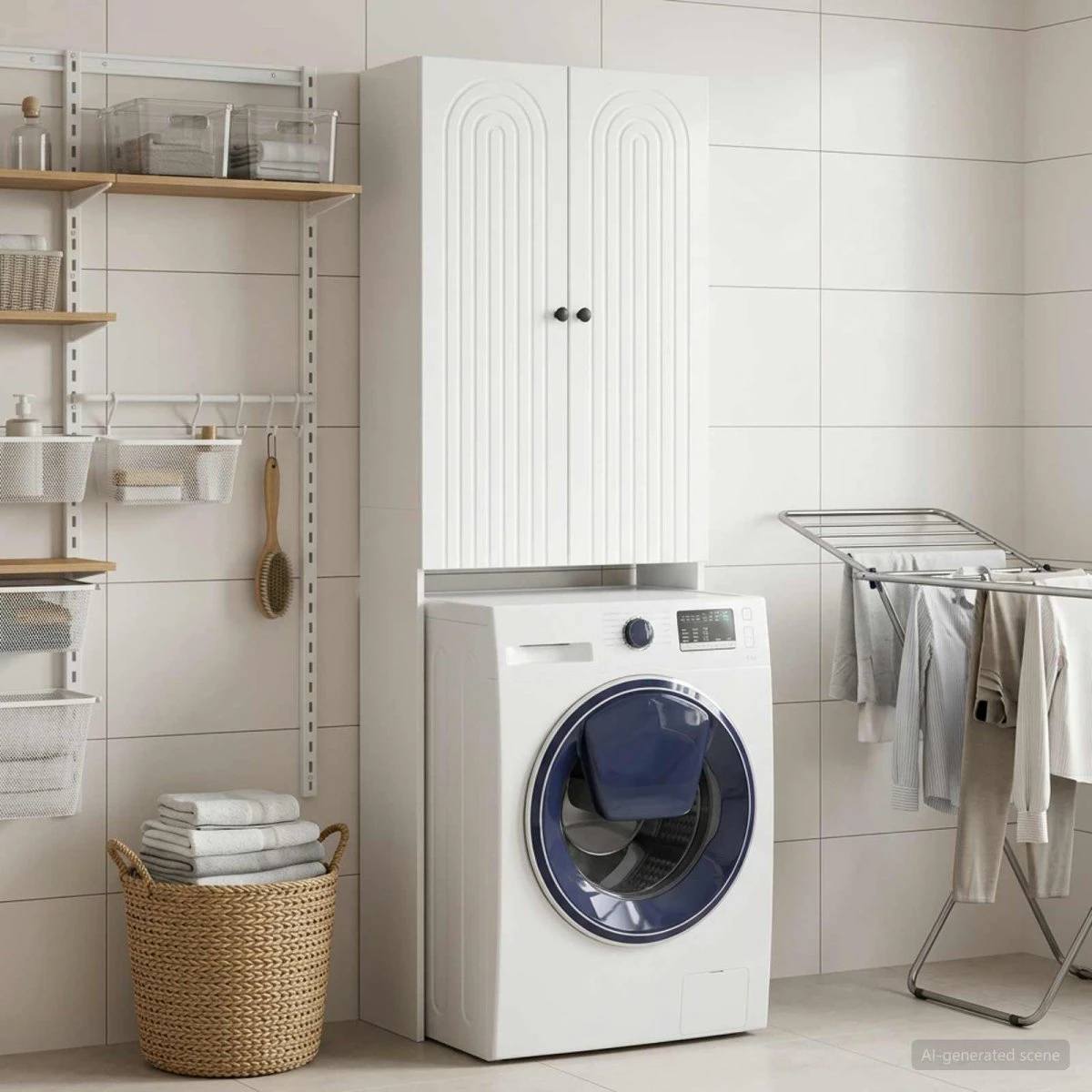 vidaXL Toilet Skab ALKMAAR Hvid Højglans 66 x 25,5 x 190 cm