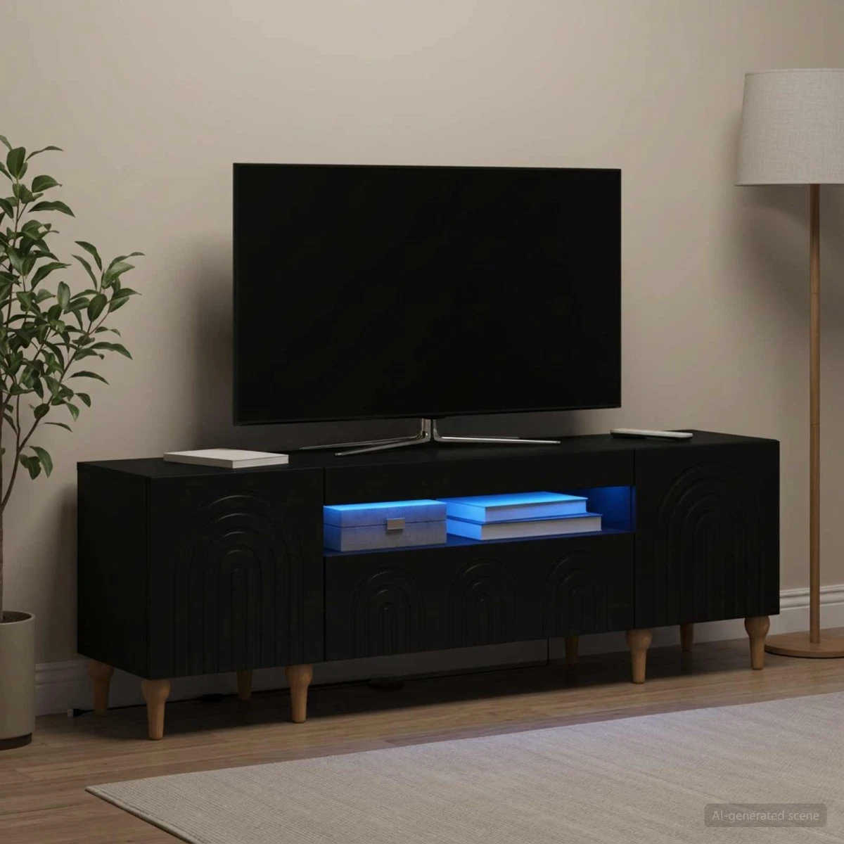 vidaXL LED TV-skab ALKMAAR 153x35x43 cm - Sort