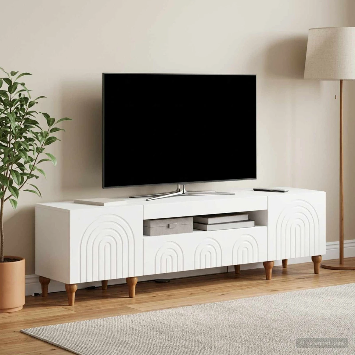 vidaXL LED TV-skab ALKMAAR 153x35x43 cm - Hvid