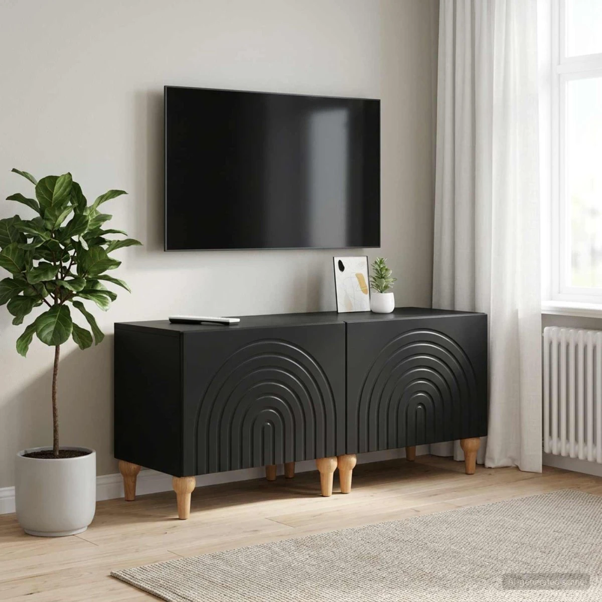 vidaXL TV-skab Sort Konstrueret træ 98x35x43 cm