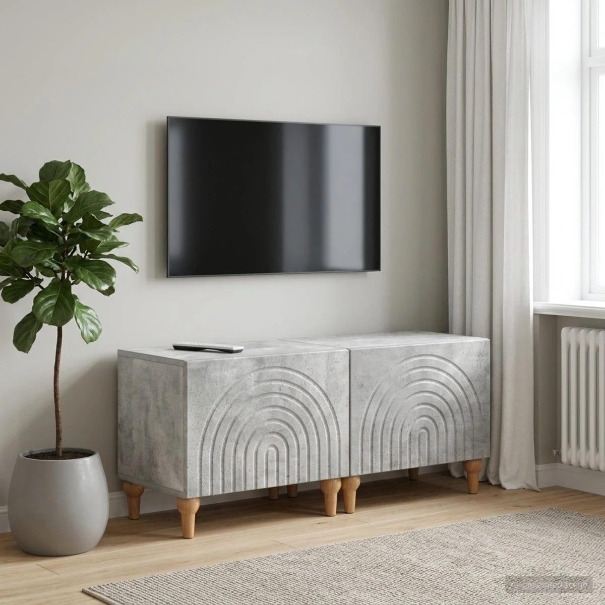vidaXL TV-skab Betongrå i konstrueret træ - 98 x 35 x 43 cm