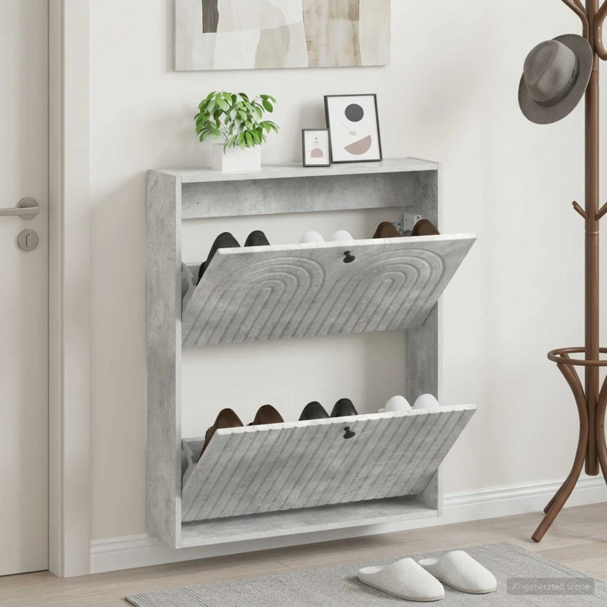 vidaXL ALKMAAR Vægmonteret Skoskab - Betongrå - 71 x 17 x 86 cm