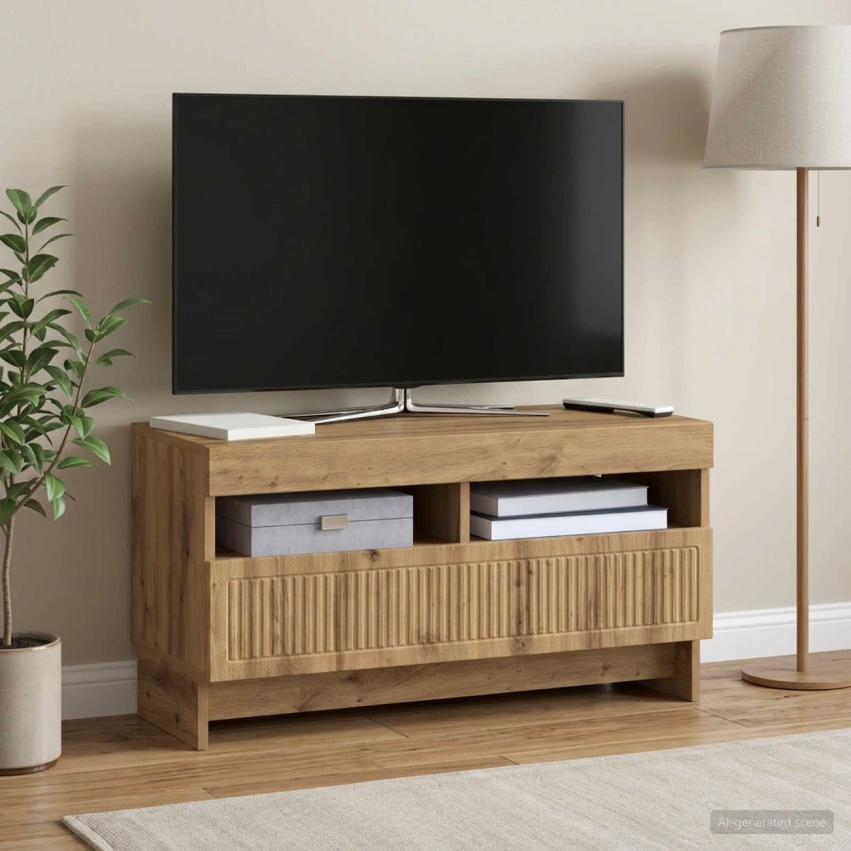 vidaXL ALKMAAR LED TV-skab i Artisan-eg, 81 x 35 x 43 cm